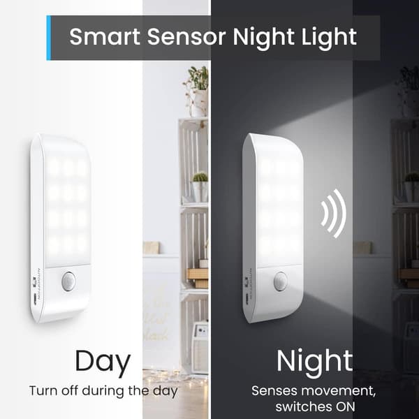 LED Natlampe Genopladelig Natlampe, Bevægelsessensor Natlys
