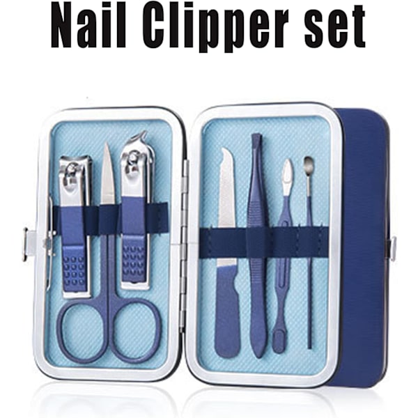 Portabel Nagelklipparset, (Blå) 7 i 1 Manikyrset med Exq DXGHC
