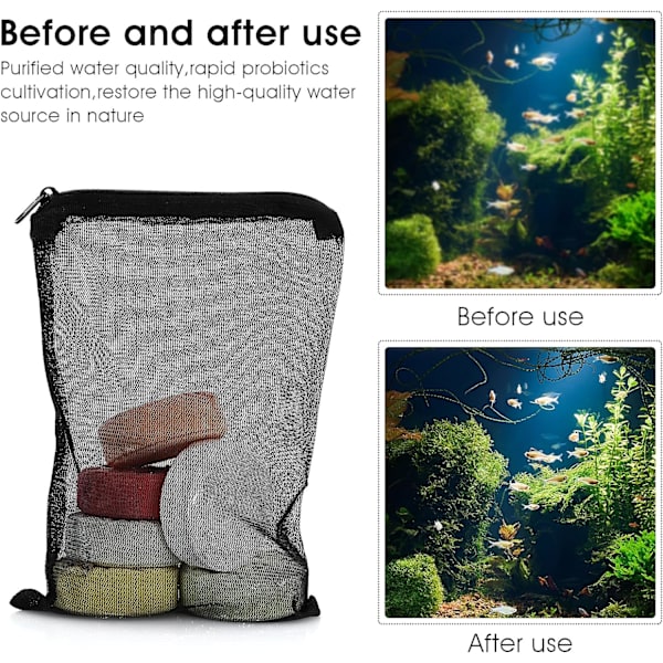 10 Pakk Akvarium Filterposer - Finmasket Nett med Plastglidelås