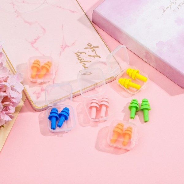 10 Pcs Silicone Ear Plugs In Plastic Cases Soft Reusable Washable