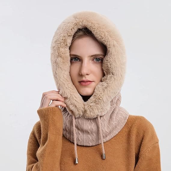 Beige Hat Multifunktionel Kvindemaske Vintermaske Vintermaske DXGHC