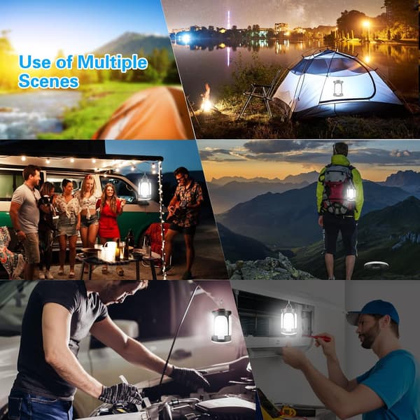 LED Camping Lanterne, Kraftig Camping 3600mAh USB Oppladbar, 6