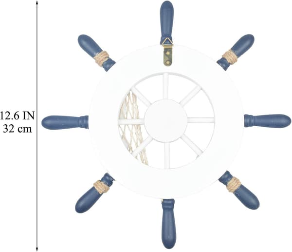 2-pack 32 cm Träfartygssratt och Träankare med Rep Nautica