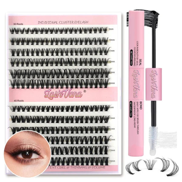 240 ST Kluster Lash Bond og Seal Makeup-værktøj DIY-vipper Forlængelsessæt til limning af vipper Limning