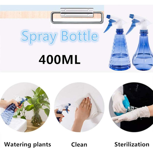 2 st 400 ml Plastsprayflaskor, Läckagesäkra, Återfyllningsbara för Kök
