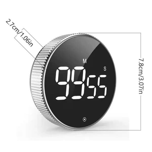 Digitalt ur med magnet og LCD-display - Køkkenur Sølv