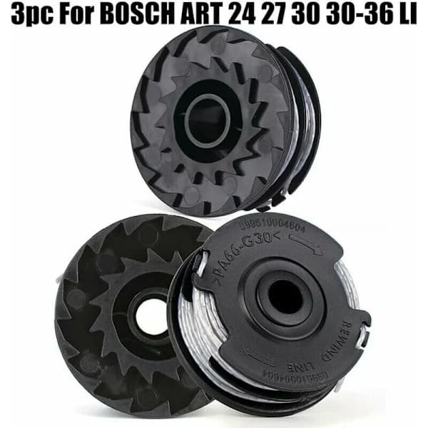 Sett med 3 spoler for Bosch gresstrimmer Art 24 27 30 30-36 Li 18 M 1,65 mm.,ta