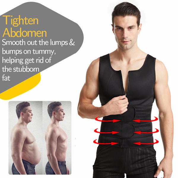 1-pak Mænds Dobbelt Bælte Vest Shapewear, Forstærket Sved Gummi