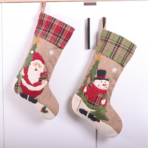 2 stk. store julepynt broderet snemand jule
