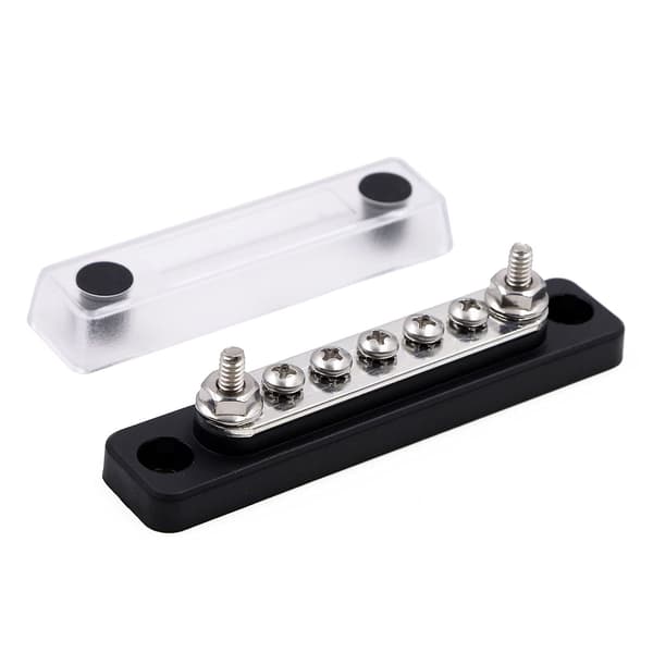 Busskena 5 skruplintar 100 Amp 12V - 48V DC-distribution Bl