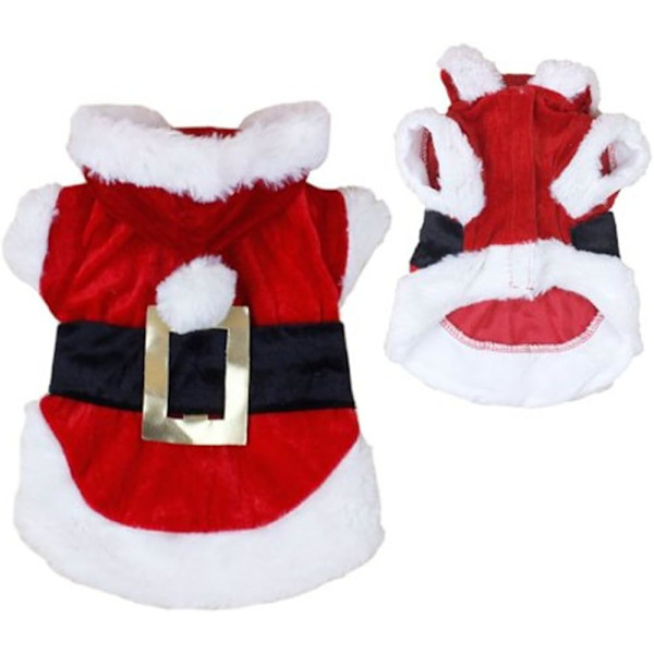 Jultomte Hundkostym Jul Kläder för Husdjur Vinter Hoodie Jacka Kläder
