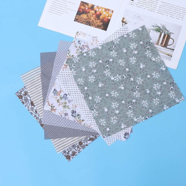 7 st Tyg Kvadrater Blad Bomull Patchwork Hantverk DIY Sy Scr