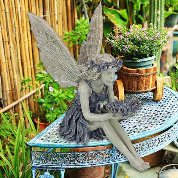1 Pakke Blomst Fee Statue Engel Have Gudinde Fuglefoder Skulptur