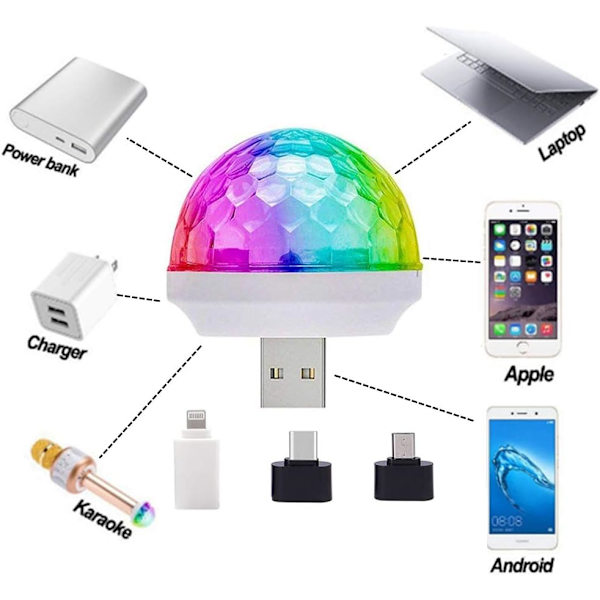 USB Mini Diskoteklys, Scene DJ Lys, Boolian, Magic Ball Lys