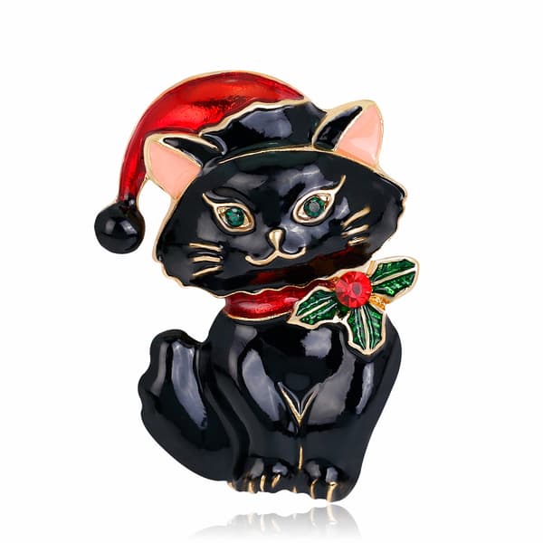 2 stykker vintage søte julekatt-brosjer, personlighet anim