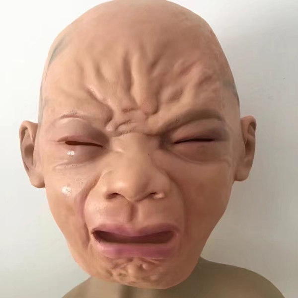 1 Aikuisten Kokoinen Party Baby Mask - Täyspää Lateksi Itkupää Mask