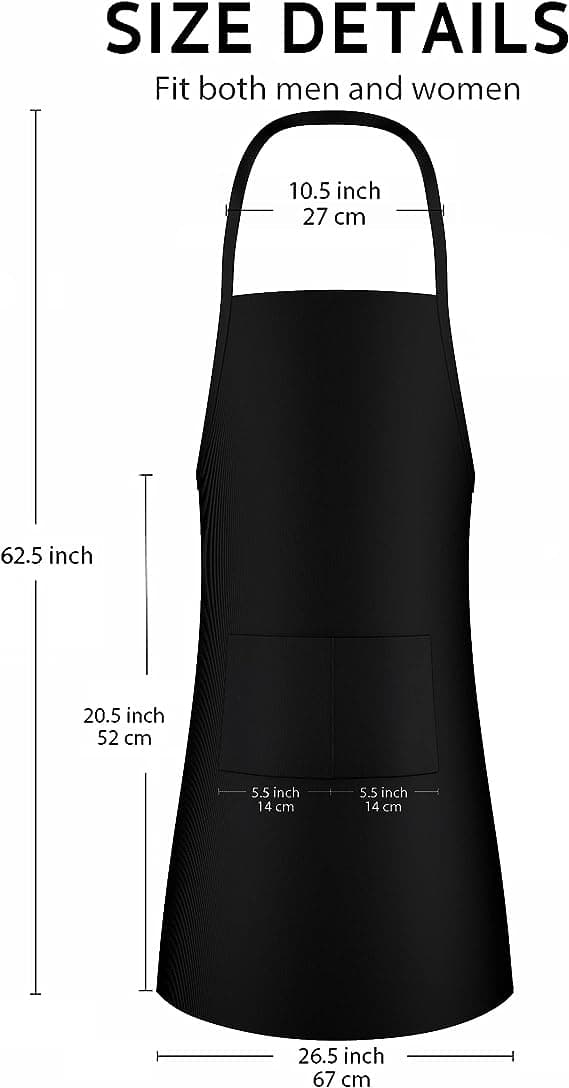 2-pak vanlige forkle med 2 lommer - Svart Unisex Commer