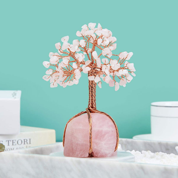 Kristallipuu Rose Quartz -puu Kristalli Rahapuu Feng Shui Go DXGHC