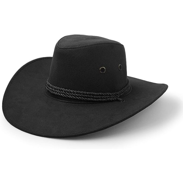 Cowboyhat, Filt Falsk Læder Solhat, Ruskind Rejsehat, Western