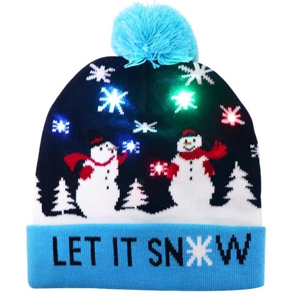 LED Julehatt, Lysende Julehatt Unisex Strikket Beanie H