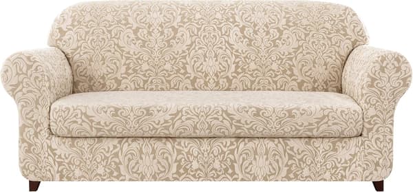 Soffaöverdrag Couchöverdrag 2-delad Jacquard Damask Slipcovers med Se