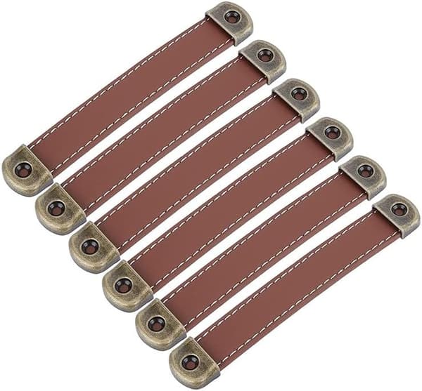 Set med 6 läderhandtag Vintage lädermöbler handtag – Cabi