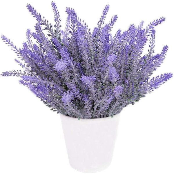 Kunstig Flocked Lavendel, 4 Pak Kunstig Lavendel til Hjemmet