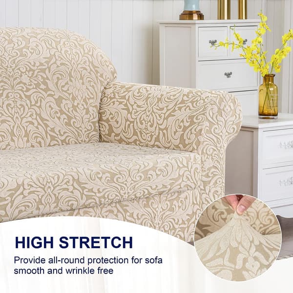 Soffaöverdrag Couchöverdrag 2-delad Jacquard Damask Slipcovers med Se