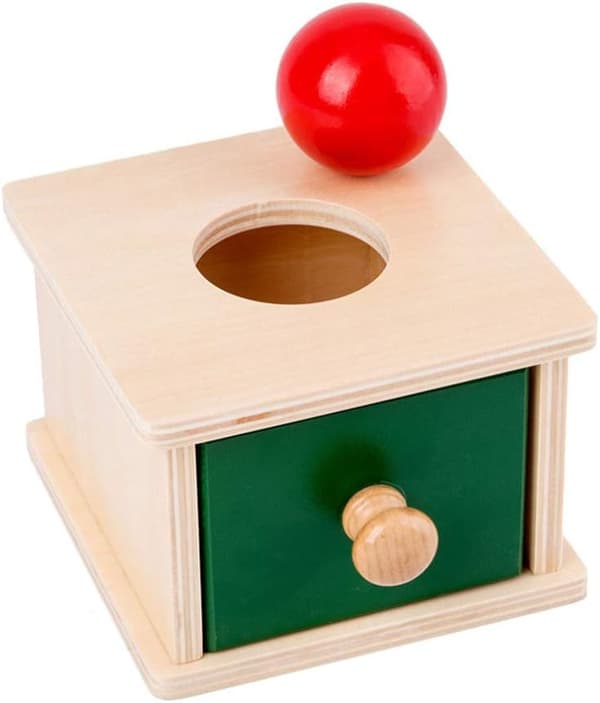 1 Styk Montessori Objektpermanens Kasse med Bold til Børn  DXGHC