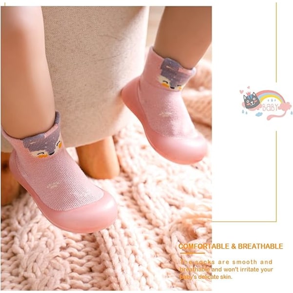 Baby Småbarn Anti-Slip Fuzzy Slipper Golv Andas tjocka barn