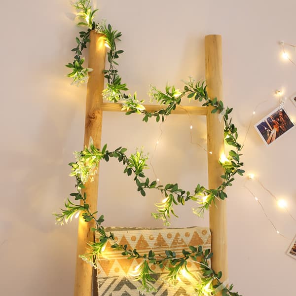 Garland, rør, guirlande, jule LED-lanterne, solcellelanterne Whit
