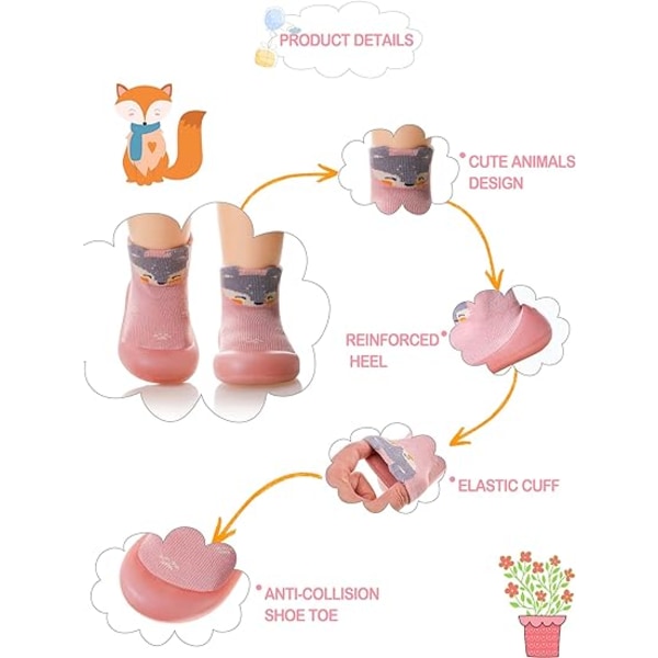 Baby- og småbarns myke tøfler med sklisikker såle, pustende og tykke