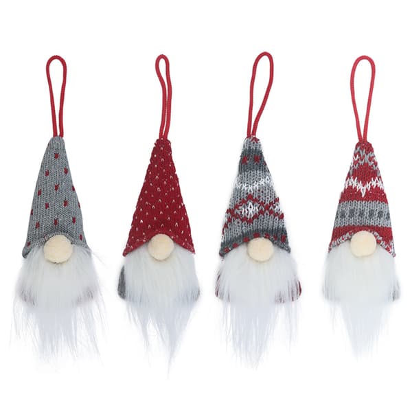 4-pack Jultomte Plyschprydnadsset, Julhängande Dekoration