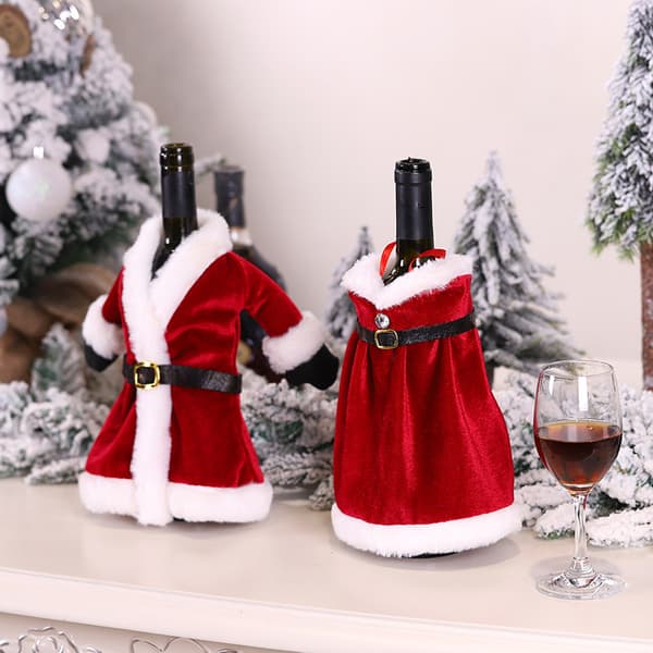 2 stycken Santa-vinflaskeöverdrag 2 stycken julmini-vinflaskor