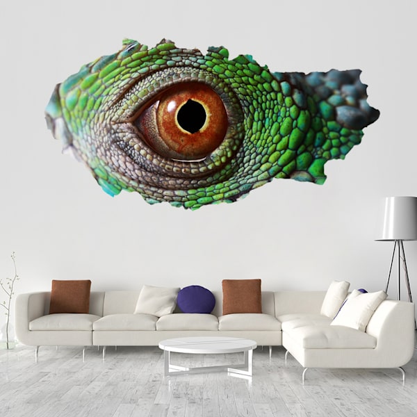 3D Broken Wall Vision Dinosaur Lizard Eyes Veggdekor