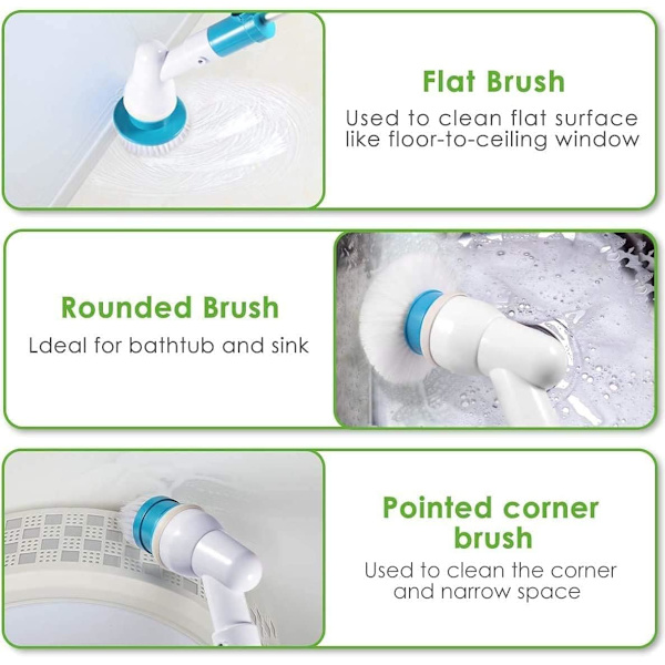 Spin Scrubber, 360 Cordless Tub and Tile Scrubber, Multi-Purpose Power Surface Cleaner with 3 Replaceable Cleaning Scrub