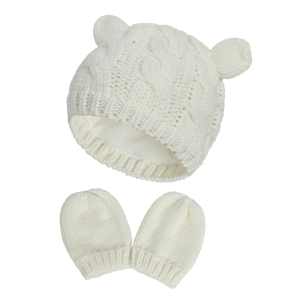 Babyhatt och Vantar Baby Flicka Pojke Beanie Hatt Set Stickad Vinter DXGHC