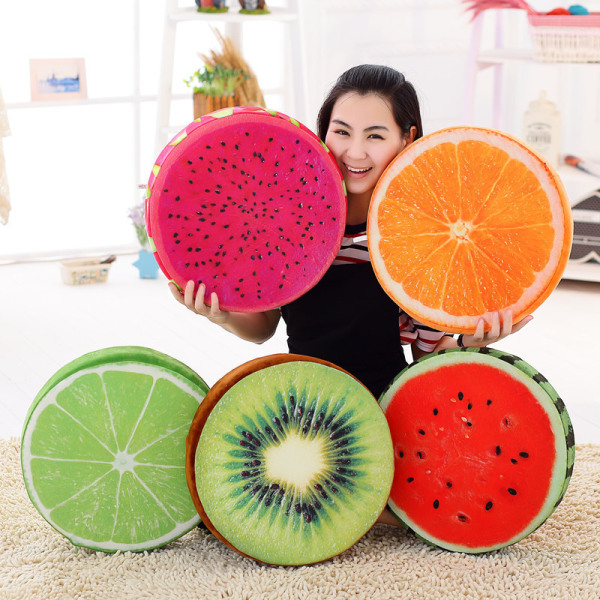 Plushkudde i Fruktform Mjuk Rund Heminredning Leksak Vattenmelon (3