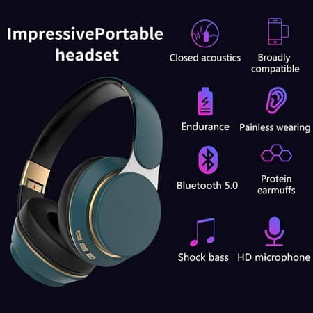 Blå Bluetooth 5.0 Hörlurar 3.5mm Ljudingång Trådlöst Headset R