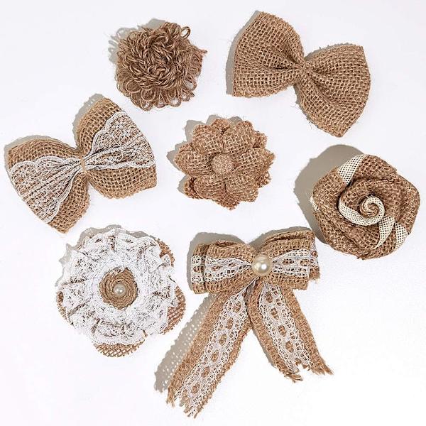 24 stycken säckvävsflugor DIY Jutefluga Retro Säckvävsfluga