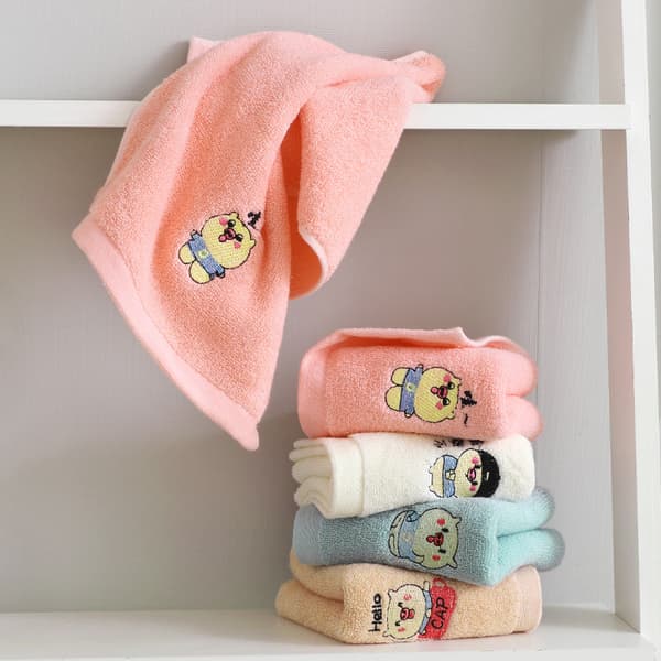 4 st/Barn Handduk Ren Bomull Cartoon Broderad Barn T