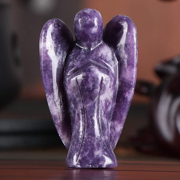 2\" Lilla Lepidolite Krystallengelfigurer Utskjært Edelsten Chak
