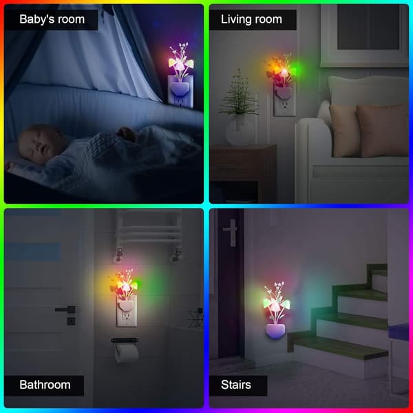 4 stk nattlys med 7 fargeendringer, vegglampe med sensor