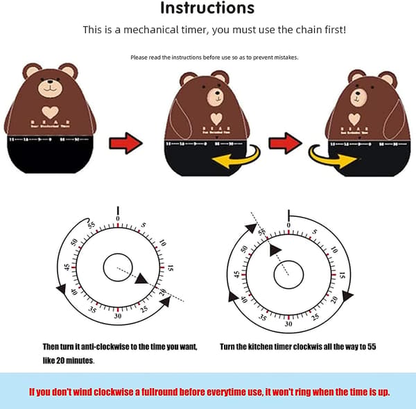 1 Styck Roterande Mekanisk Alarm för Matlagning, Cartoon Timer, An