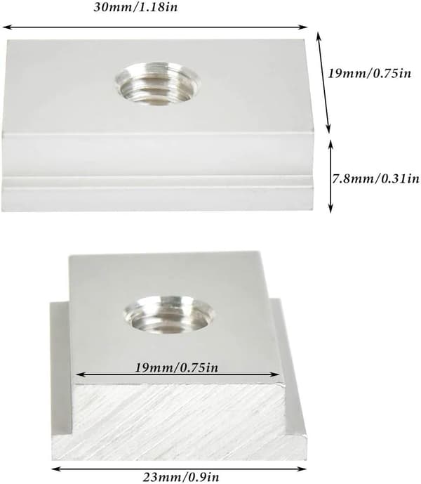 30x23mm M8 T-mutter, Skyvemutter, Aluminiumlegering Sporet T-muttere Tråd