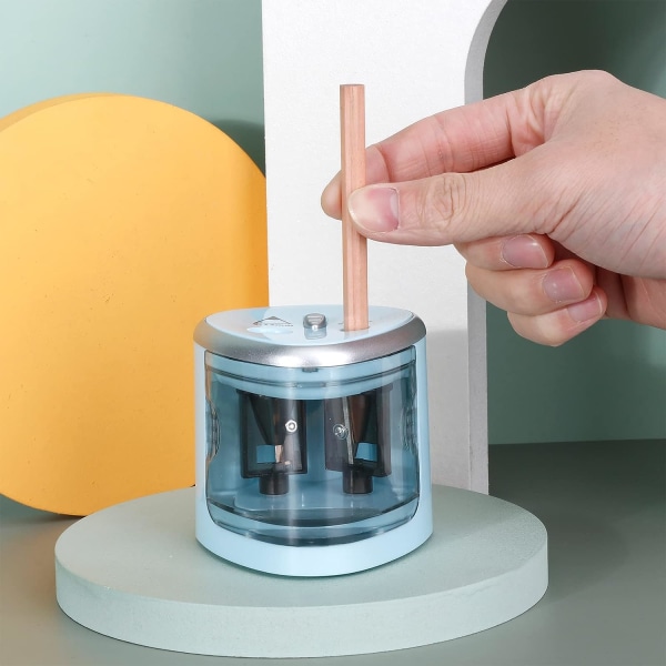 Elektrisk pennvässare med 2 hål, automatisk, batteridriven, multifunktionell