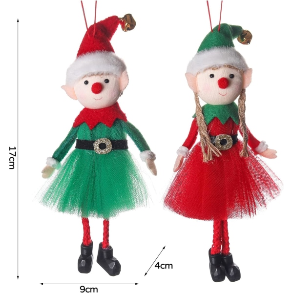 Plush Juldocka Hängande Dekoration, 2 st Julgranspynt, Liten Jultomtebus, Busstreck