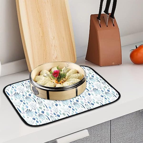 Torkmatta i Eucalyptus, Blå och Vit, Halksäker, Värmebeständig