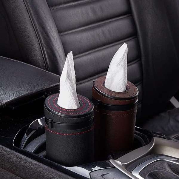（Beige）Væv Papirkop Holder, Universal PU Læder Væv Dispenser
