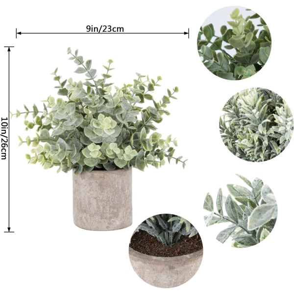 3 Pack Mini Potted Fake Plants Artificial Plastic Eucalyptus Plan